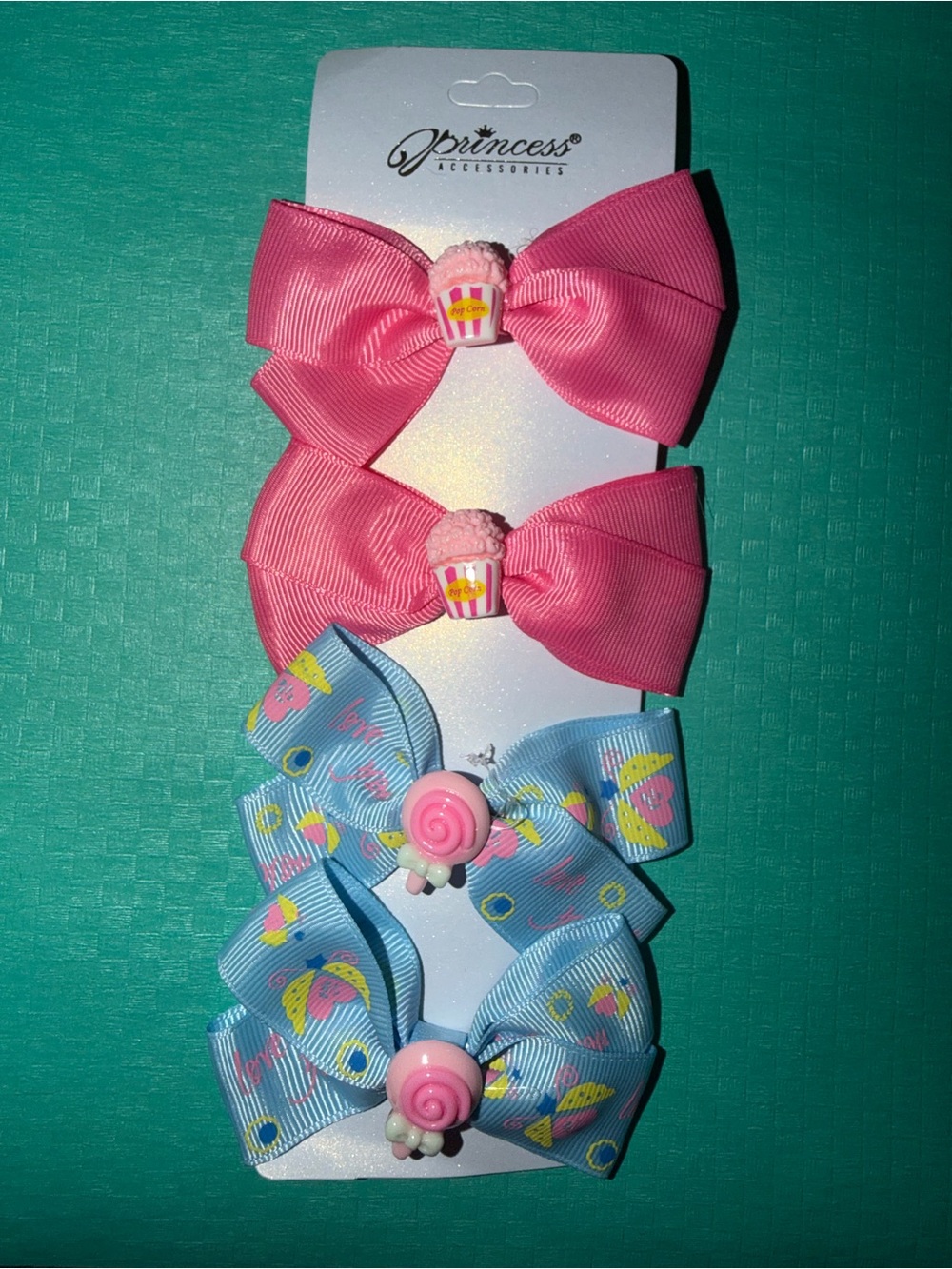 Kids Bow Hair Clips - Pink & Blue